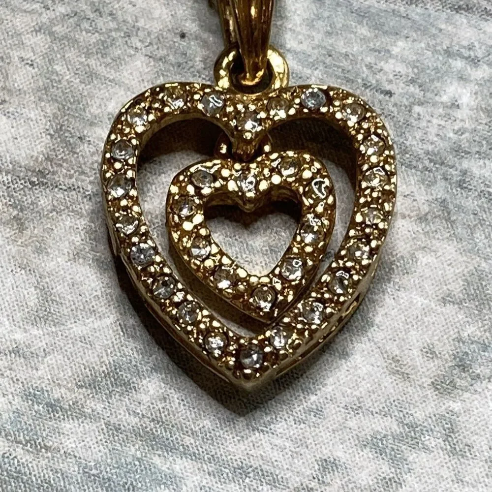 Avon Floating Heart‎ Pendant crystals Vermeil Necklace 16
